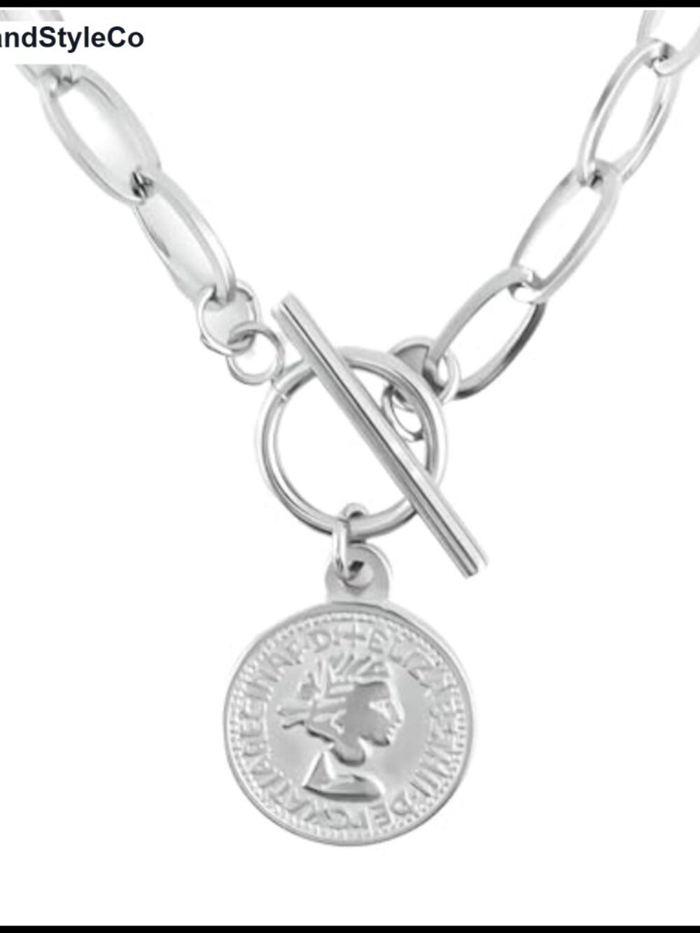 14k Gold Plated Coin & Lock Toggle Necklace, 925 Sterling Silver Chain, Layered